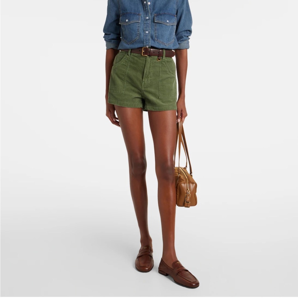Green high rise high waist Corduroy 70’s Shorts